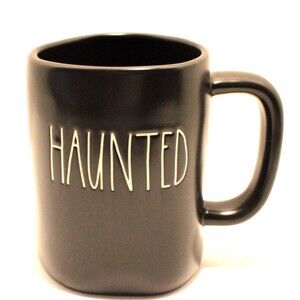Rae Dunn Large Halloween Coffee Mug, Haunted, Matte Black